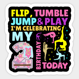 2nd Birthday Gymnastics Themed Party Kids Two Year Old Sticker